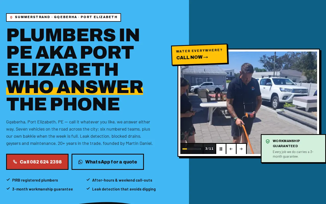Screenshot of the Splash Plumbers website